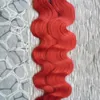 Ciało fala czerwona taśmę włosy Remy Seamless Taśma Przedłużanie włosów 40 sztuk Skin Weft Hair Extensions 100g