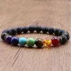 1 st Fashion Style 7 Chakra Healing Beaded Armband Natural Lava Stone Diffuser Armband Smycken