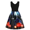 Women Ladies Sleeveless Vintage Pumpkins Halloween Evening Prom Costume Swing Dress Halloween Party Fast Sending Drop Ship l821