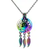 C798 Rainbow Color Dream Catcher Sun Face Pärlor Burpendant Essentiell Oljediffusor Aromaterapi Pearl Cage Locket Hängsmycke Halsband