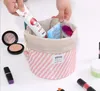 Geometric Printed Barrel Shaped Travel Cosmetic Storage Bag Nylon Drum Washable Makeup Organizer Pouch259S