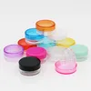 Free Shipping 3g Multicolor PS clear ordinary cream boxes empty cosmetic sub-bottling jar with plastic cap LX3089