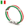 Bracciale in pelle della squadra di calcio della Coppa del mondo di calcio con ciondoli a strisce della bandiera nazionale regalo dei fan del braccialetto intrecciato fatto a mano