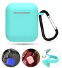 Custodia per auricolari da trasporto in silicone per Apple Airpods Air Pods Custodia per custodia in pelle Custodia protettiva Cuffie auricolari wireless Cover con moschettone