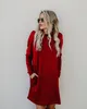 Vrouwen Casual Gebreide Jurken Lente Herfst Losse Plus Size Jurken Las Mujeres Potlood Jurken Kleding Effen Kleur Lange Mouwen220w