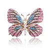 H: Hyde 11 colores Linda mariposa broche mezcla color austriaco cristal rhinestone broches para mujeres joyería de moda boutonniere