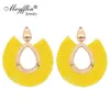 Meyfflin soie gland boucles d'oreilles pour femmes bohème géométrique ovale frangé déclaration boucle d'oreille bijoux couleur or Dangle Brincos