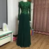 Jewel Neck Chiffon Long Evening Dresses with Lace Appliques New Long Sleeves Prom Dress Floor Length Mother of Bride Dress