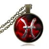 Scorpio Halsband Zodiac Libra Pendant 12 Constellation Aquarius Smycken Cabochon Halsband Långkedja Gemini Horoskop Smycken Födelsedaggåvor