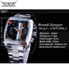 JARAGAR Stainless Steel Square Transparent Case Back High Quality Auto Movement Men's Mechanical Watch Male Wristwatch Relogio