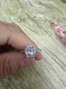 Modny 14-karatowy biały złoty Diamentowy Owalny Ziemia Dime Pierścionka Wedding Wedding Pierścień Miłość Diamentowy Ring Rozmiar 6-10