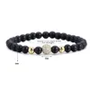 Mode Schwarz CZ Ball Männer Armband Naturstein Matte Perlen Charme Armbänder Männer Schmuck Yoga pulsera hombres