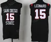 Men college 15 Kawhi Leonard San Diego State Jerseys billiga svart team färg vit basket leonard tröjor universitetskvalitet