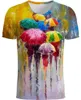 Nowa Moda T Koszulka 3D City Widok T-Shirt Mężczyźni Kobiety Tshirt Chic Koszulki Koszulki Eiffla Tower Tee Parasol Krótki Rękaw Kwiat Top S-5XL