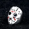 Men Ring 316L Titanium Steel Biker Jason Voorhees Hockey Mask with Red Colour Antique ring Jewelry size 7-14#298P