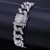 Mens Gold Armbänder Hip Hop Luxus Designer Schmuck Diamant Charm Armband Für Liebe Euro Out Kubanische Link Kette Armreifen 14mm Bling Rock Marke
