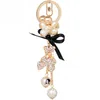Lovely Crystal Keychain Key Ring Charm Purse Väska Pendant Present Girl