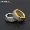 Hip Hop Ring Men Guld Silver Färgpläterad Iced Out Micro Pave Zircon Fashion Finger Smycken Party Presentidé