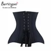 Burvogue Underbust Corset Bustier Steampunk Steel Boned Slim Waist Control Corset for Women Waist Trainer Corselet Plus Size