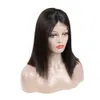 Pelucas frontales de encaje 4x4 13x4 13x6, pelucas de encaje de cabello humano liso Bob corto para mujeres negras, prearrancadas con pelo de bebé, negro Natural