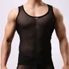BRAVE PERSON Mens See Through Tank Tops Compression Mesh Top Sleeveless Undershirt Men Bodybuilding Stringers Elastic