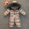 2018 Winter Baby Rompertjes Kinderen Jongens Meisjes Sneeuwkleding Snowsuit Peuter Hooded Bont Kraag Duck Down Jumpsuit Kinderen Dikke Bovenkleding 1-5 jaar