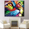 Kleurrijke Kat Hoofd DIY Schilderij van Nummers Kits Acryl Verf Op Canvas Moderne Muur Foto Voor Thuis Decor8698947