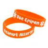 100PCS Peanut Allergy Call 911 Silikongummi Armband Barnstorlek som används i skolan eller utomhusaktiviteter