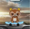 Carro enfeites agitando a cabeça solar urso movido boneca decoração bonito automóvel interior painel bobble dançarino brinquedos acessórios