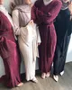 衣類イスラム教徒のしわの鉛筆スカートプリスマキシドレストランペットスリーブアバヤロングローブチュニックミドルイーストラマダンアラブイスラム服