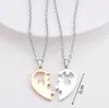 Gravel Herzkristall Anhänger Halskette Buchstabe passende CZ -Paar Liebhaber Halsketten Frauen Männer Kette Elegant Liebe Schmuck 2 PCs/Set