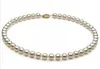 Charmant collier de perles AKoya blanches naturelles, 8-9mm, 18 pouces, fermoir en or 14 carats, 177y