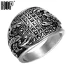 Punk Vintage Black Crystal Scorpion Pattern Mens Ring Goud Kleur Ronde Roestvrijstalen Titanium Ringen voor Mannen Sieraden