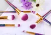 Wholesale 7pcs Purple Makeup Brushes Set honeycomb rainbow handle Cosmetic Foundation Eyeshadow Brush beauty tools kit