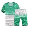 Mens Clothing Set Summer Beach Vacation Tracksuit Set Casual Solid Men Shorts Sets Top Short-Sleeved Shirt +Shorts 5XL