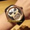 Ny 46mm Bubble Skull Head Automatic Tourbillon Guld / Black Dial Mens Watch Rose Gold Case Gummi Rem Högkvalitativa Klockor