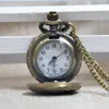 골동품 레트로 청동 열차 조각 작은 쿼츠 포켓 시계 아날로그 펜던트 목걸이 망 여자 선물 Reloj 몬트르 FOB 시계