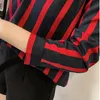 Casual Blouse Shirt Kobiet 2017 Fashion Szyfonowe koszule damskie bluzki z długim rękawem Tops Striped Białe czarne czerwone blusas plus rozmiar