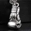Спортивные мужчины боксер перчатка ожерелье фитнес мода из нержавеющей стали тренировки ювелирные изделия серебряные двойные боксерские перчатки очаровательные подвески аксессуары 60см цепь веревки