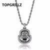 Topgrillz الهيب هوب الرجال قلادة النحاس الذهب / فضي اللون مطلي مايكرو تمهيد تشيكوسلوفاكيا ستون مايتريا قلادة القلائد ثلاث سلاسل 24 "