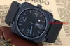 New Style Men's Automical Limited Edition Watch Bell AviationMen Sport Dive Watches Black Case BR01-92 Black Rubb289s