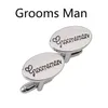 Mens Wedding Cufflinks OVAL Shirt Cuff Link Clips Best Man/Grooms / Groomsman / Usher /Page Boy /Letters Cufflinks Gift Accessories