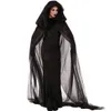 Ropa de bruja para mujer, disfraz, vestido negro, capa, guantes, conjuntos de Halloween para mujer, Cosplay
