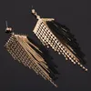 Grandi orecchini neri con nappa di nuovo design per le donne Orecchini pendenti con strass di moda Regali di gioielli da sposa E054273K