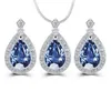 Mode Blauw Crystal Water Drop Sieraden Set Ketting Set Afrikaanse Kralen Charms Maxi Oorbellen Verklaring Bruiloft Sieraden Set