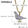 TOPGRILLZ New Style Iced Out Gold Color Plated Two Tone Micro Pave Zircon Pigeon Pendant Necklace Hip Hop Jewelry for Men Women