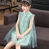 Prinzessin Kleid für Kinder koreanische Mädchen Kleidung Sommermode ärmellose Spitze Kleid klassische Mesh Kleider Party Geburtstagsgeschenk