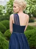 HOT! Navy Blue A-line Style Chiffon Coral Bridesmaid Dresses Plus Size Mermaid Maid Of Honor Gowns For Wedding Scoop Neck Lace Party Dress