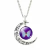 Moon Necklace Galaxy Planet Glass Cabochon Picture Silver Half Statement Chain Choker Necklace for Women Necklaces & Pendants