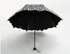 ゼブラデザイン傘3折りたたみ太陽雨傘女性の女性の黒いコーティングの日当たりの良いと雨の保護傘